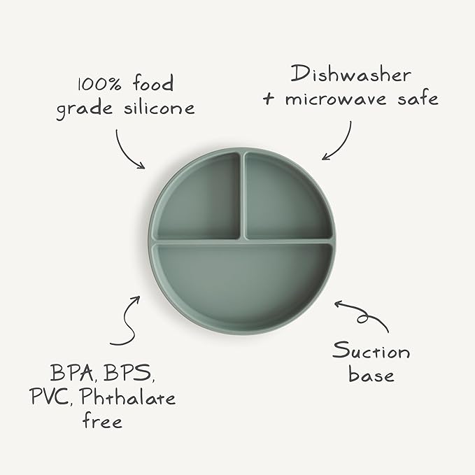 mushie Silicone Suction Plate | BPA-Free Non-Slip Design (Stone)
