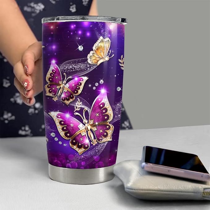 SANDJEST Butterfly 20oz Tumbler with Lid Gift for Women, Mother's Day, Birthday Gift Idea…