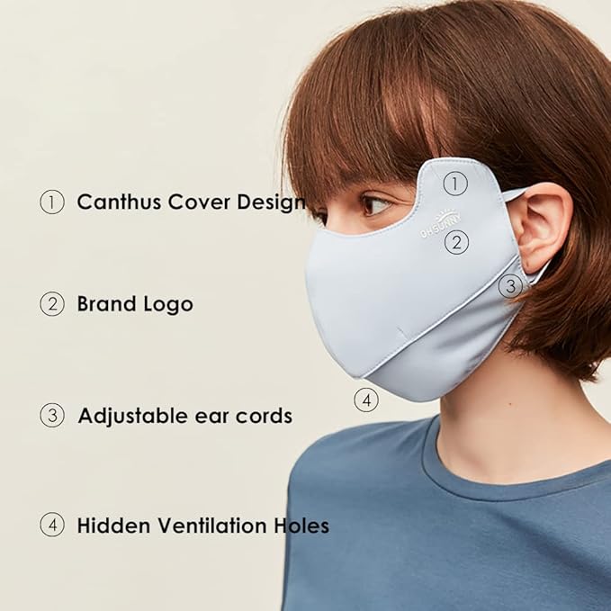 Sun Protection UPF 50+ UV Face Cover Summer Face Mask Neck Gaiter with Ear Loops SLN3M308