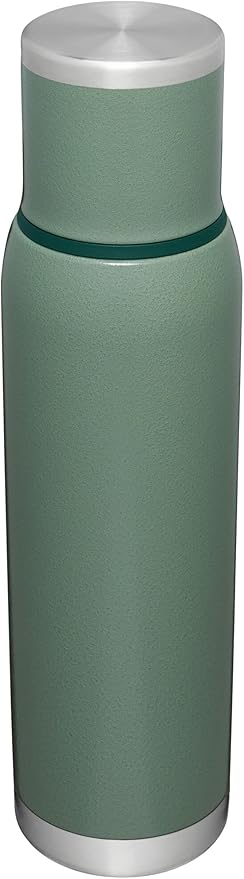 Stanley Adventure-To-Go Vacuum Bottle 1.4 qt Wide Mouth with Leakproof Cup Lid Keep Drinks Hot or Cold Packable for Travel Insulated Stainless Steel Thermal Bottle BPA-Free Hammertone Green