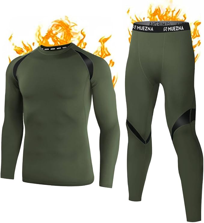 Muezna Men's Thermal Top and Bottom Set Underwear Long Johns Base Layer with Soft Fleece Lined