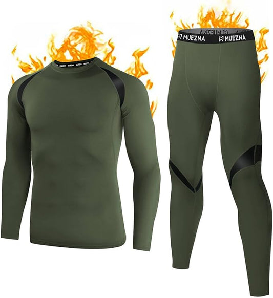 Muezna Men's Thermal Top and Bottom Set Underwear Long Johns Base Layer with Soft Fleece Lined