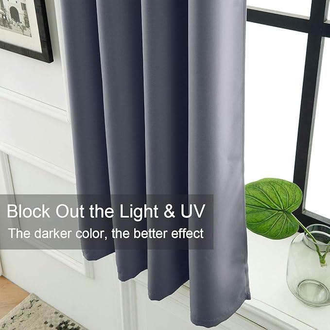 LA PALMA Thermal Insulated Blackout Darkening Grommet Living Room Curtains Window Drapes for Bedroom Pack of 2 Panels