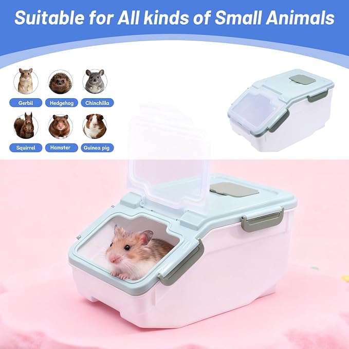 Saim Extra Large Chinchilla Sand Bath Container, 7.4-Inch Hight Dust Bath House with Low-Mess Lid & Scoop, Digging Box for Hamster Hedgehog Small Animals - Green