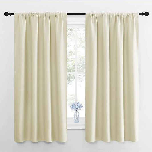 NICETOWN RV Blackout Curtains for Camper Windows, Beige, 29" Wide by 50" Long, 2 PCs, Short Blackout Curtains & Drapes, Thermal Insulated Blackout Curtain Panels for Kids Room, Play Room