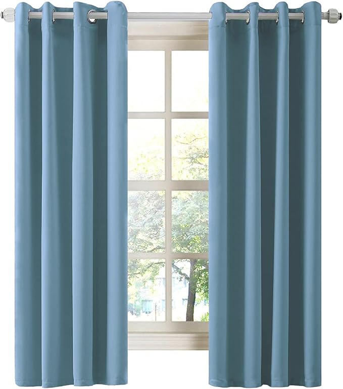 LA PALMA Thermal Insulated Blackout Darkening Grommet Living Room Curtains Window Drapes for Bedroom Pack of 2 Panels