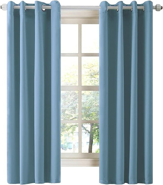 LA PALMA Thermal Insulated Blackout Darkening Grommet Living Room Curtains Window Drapes for Bedroom Pack of 2 Panels