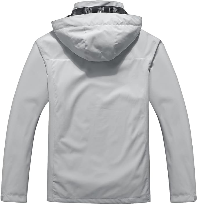 OTU Men's Lightweight Waterproof Hooded Rain Jacket Outdoor Raincoat Shell Jacket for Hiking Travel