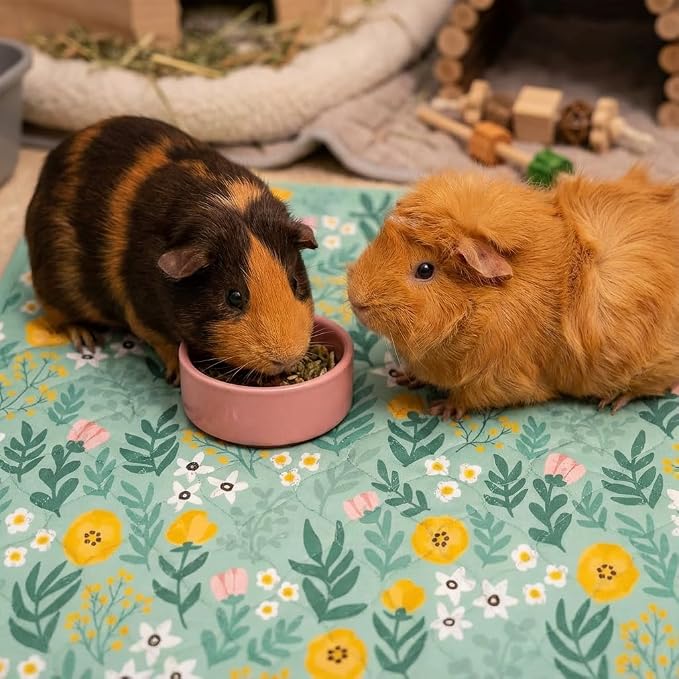 Guinea Pig Cage Liner, 59"x31" Bedding for C&C 2x4 Cage 2 Pack, Green | Washable Fleece Bedding, Super Absorbent, Non-Slip, Waterproof Rabbit Mat, Machine Washable, Small Animal Cage Accessory
