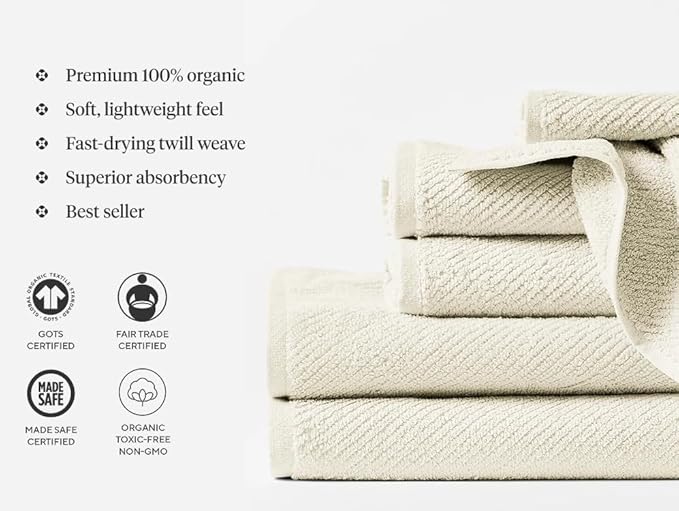 Coyuchi Air Weight Wash Cloth, 100% Organic Cotton Washcloth, 12"x12", Shadow