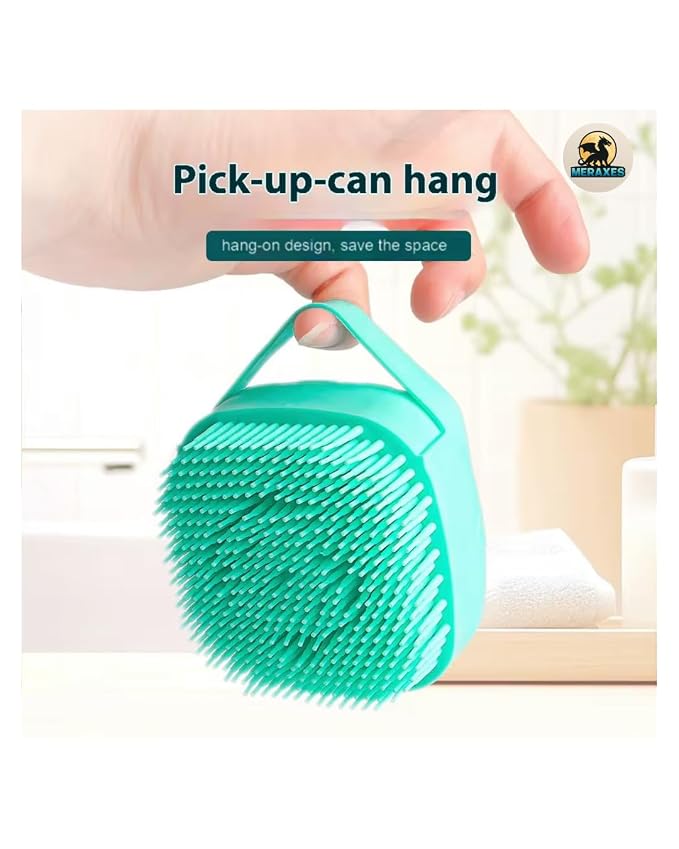 MERAXES Pet Grooming Bath Brush with Soap Dispenser – Soft Silicone Massage Bristles for Dogs & Cats, Gentle Deshedding & Deep Cleaning for Long or Short Hair – BLU