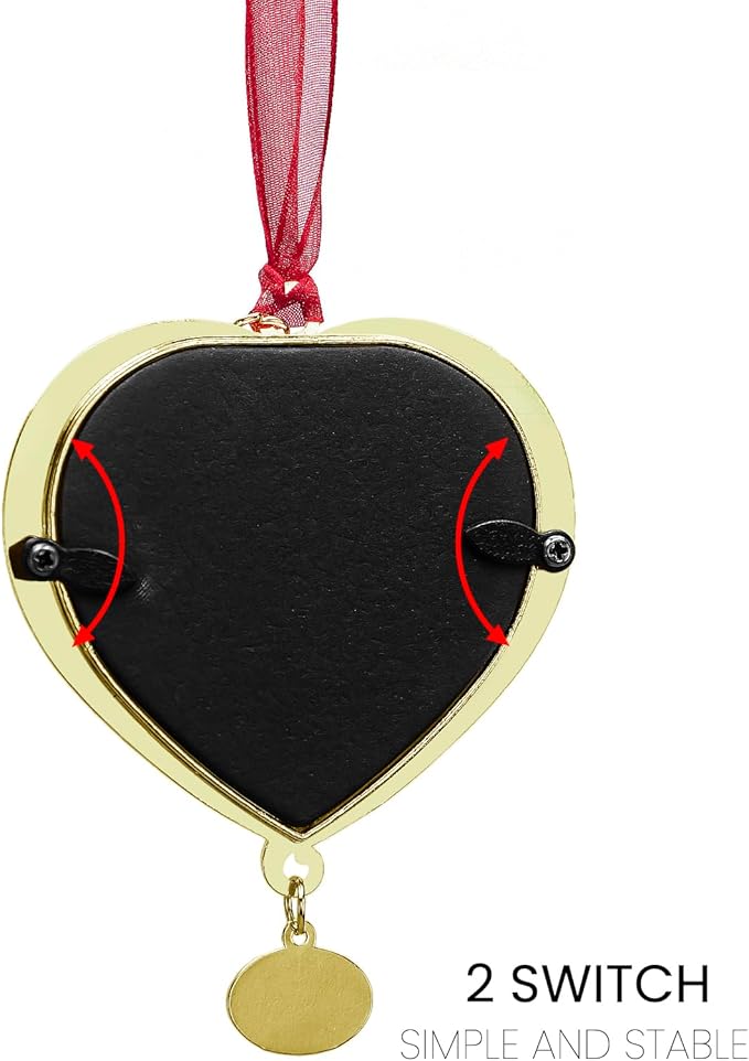 Christmas Tree Ornament Picture Frame Metal Hanging Pendant Holiday 2.5" Photo Frame Charm Decorative of Pets, Baby First Christmas, Family (2025 Red & Golden)