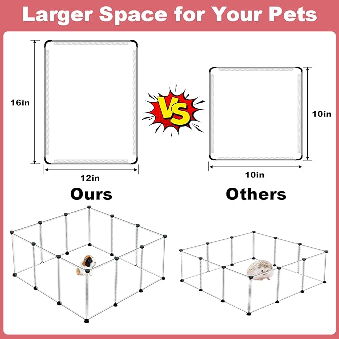 VISCOO 12 Panels Small Animals Playpen,48"x24"x16" Portable Pet Playpen | Puppy Play Pen Indoors Outdoor,Pet Fence for Guinea Pigs,Bunny,Ferrets,Hamsters,Hedgehogs,Plastic Enclosure