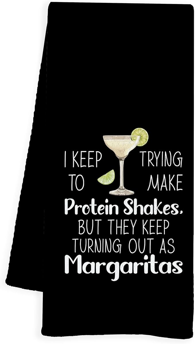 Black Funny Margarita Gifts Kitchen Towels, Funny Dish Tea Bar Towels for Kitchen Home Bar, Margarita Decor, 16x24 Inch