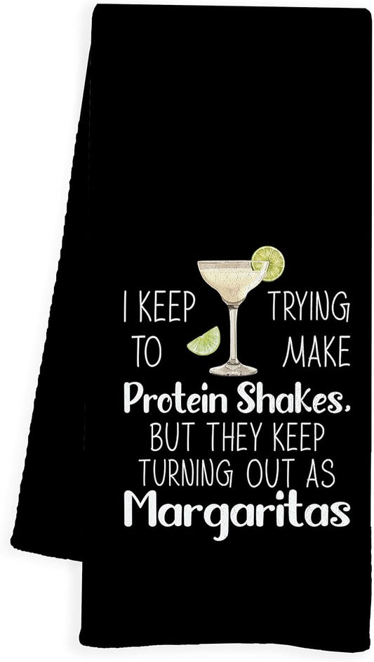 Black Funny Margarita Gifts Kitchen Towels, Funny Dish Tea Bar Towels for Kitchen Home Bar, Margarita Decor, 16x24 Inch