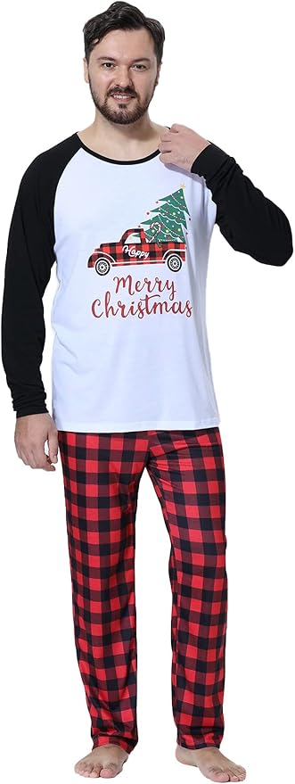 YIJIU Christmas Pajamas Cute Deer Print Long Sleeve Totem PJS Set