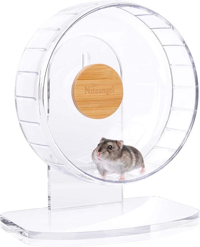 Niteangel Super-Silent Hamster Exercise Wheel: Quiet 8.2 inch Running Wheel | Can 9.1-11.8" Adjustable Height - No Bend Back Spinner Running for Dwarf Syrian Hamster Gerbils Mice Or Other Small Animal