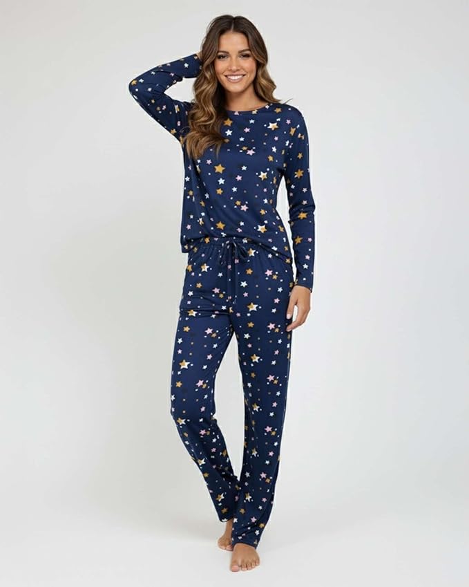 Real Essentials 2 Pack: Women's Comfy Pajama Sets - Short & Long Sleeve Ladies Loungewear Sleepwear PJs (Available In Plus)