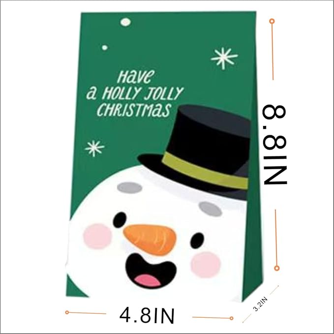 UrLLssMo 24 Pcs Christmas Gift Bags Bulk, Hand-Drawn Illustration Style Paper Gift Bags for Christmas, 12 Designs Holiday Party Favor Bags with No Handle (8.8”x4.8”x3.2”).
