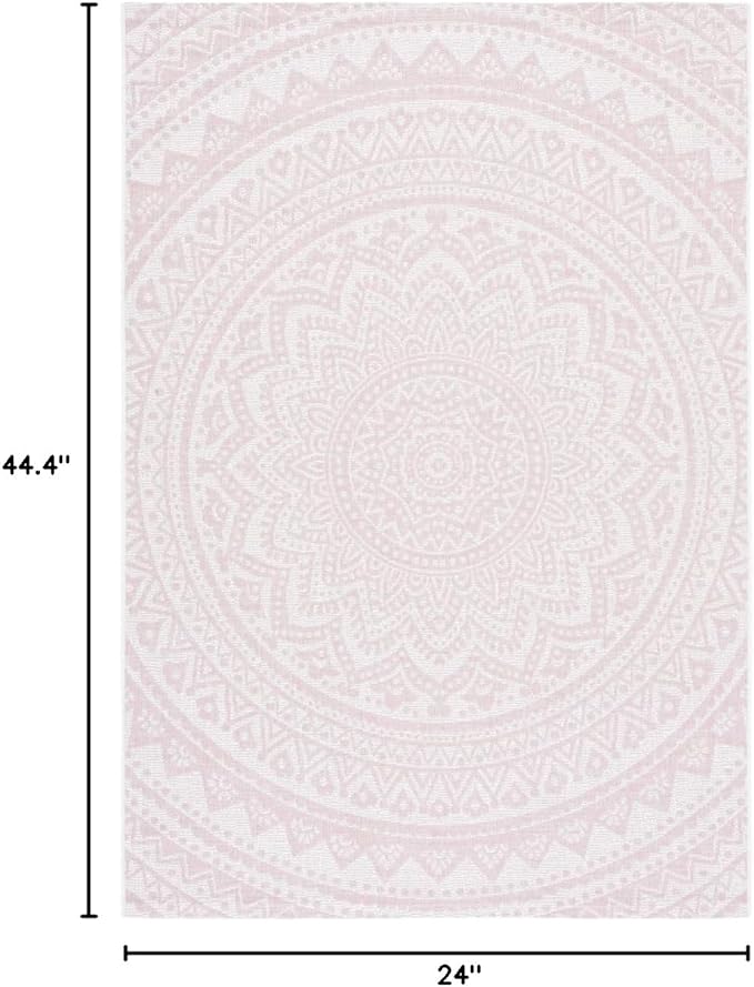 Safavieh Courtyard Collection 2' x 3'7" Ivory/Soft Pink CY8734 Indoor/-Outdoor Non-Shedding Easy-Cleaning Patio Backyard Porch Deck Mudroom Area-Rug