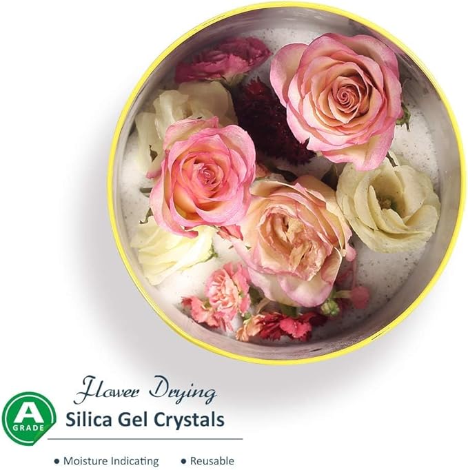 wisedry Silica Gel Crystal for Flowers Drying - 2 LBS, Fine Crystals < 1mm, Color Indicating, Reusable