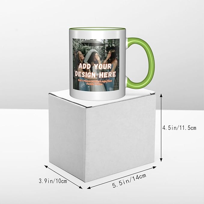 Custom Mugs and Coffee Cups Partial or Full Size Printed Creative Designs Customizable with Your Photos Images Text (Partial, Green)