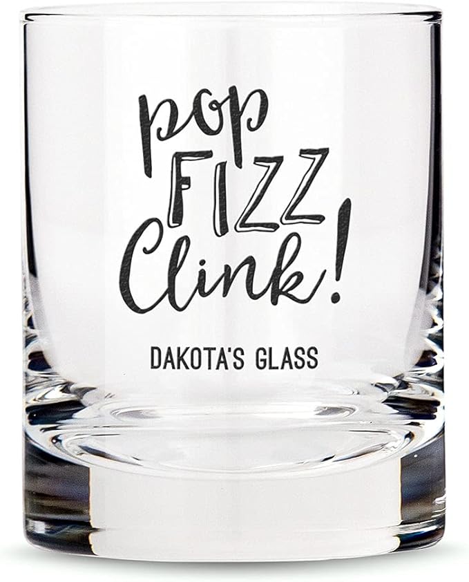 WEDDINGSTAR Personalized Whiskey Glass 11oz - Pop Fizz Clink!