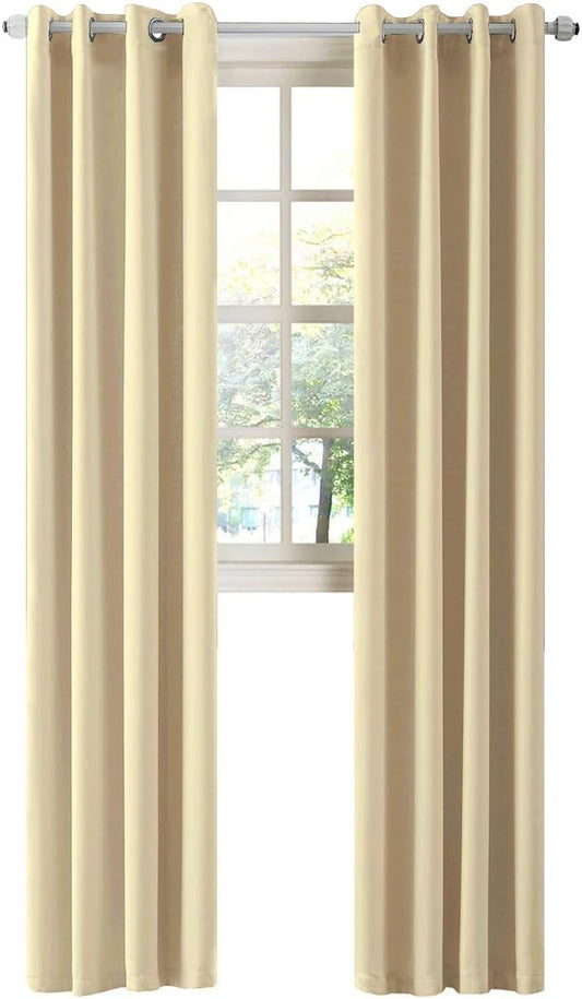 LA PALMA Thermal Insulated Blackout Darkening Grommet Living Room Curtains Window Drapes for Bedroom Pack of 2 Panels