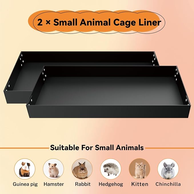 STILLCOVE 2Pcs Guinea Pig Cage Liner, Foldable Corrugated Plastic Base Tray | 2 x 2 Panel Size Bottom, Rabbit Bunny Pee Pads, Bird Mat, Small Animals Chinchilla Ferret Rat Hedgehog Hamster Mouse Squirrel