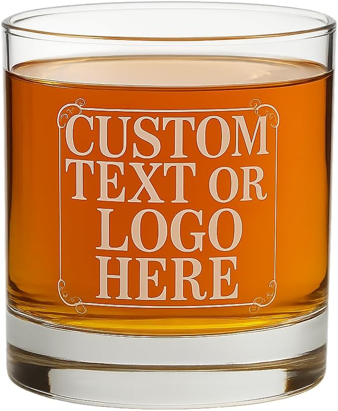 Personalized Whiskey Glass – Custom Engraved Rocks Glass, Sand Carved for Deep Etching – Heavy Base Old Fashioned Glasses for Bourbon, Scotch, Cocktails – 10.5 oz – Unique Gift for Men, Dad, Husband
