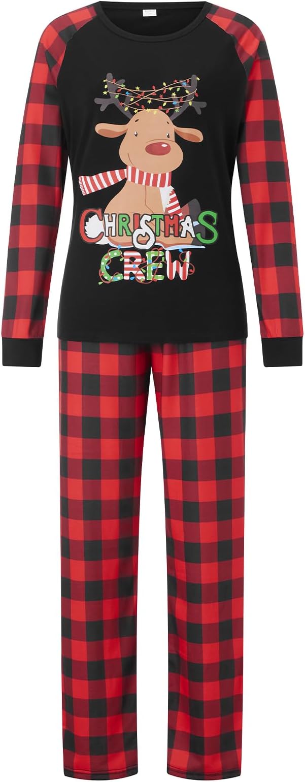 Matching Family Christmas Pajamas Set Elk/Tree/Plaid Holiday Sleepwear Xmas Family Jammies
