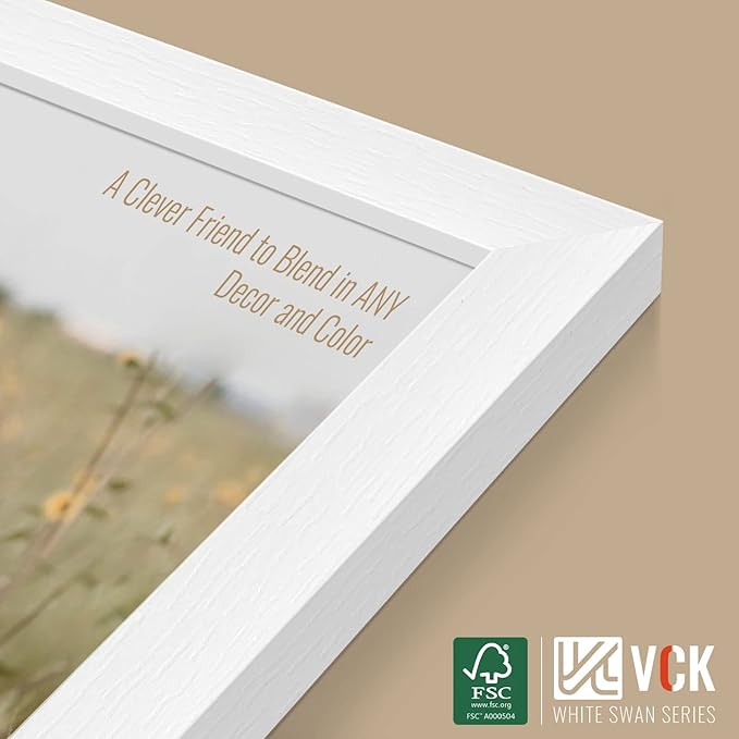 VCK 14x22 Picture Frames white Set of 6, Wide Border Wood Poster Frame, Multi-Directional Display Family Photos, Office Prints, Studio/Gallery Artwork, Woodgrain Series, Wall Hanging