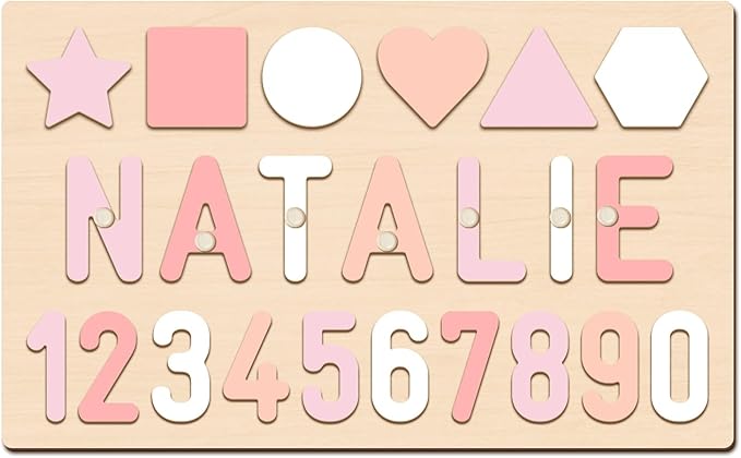 Name Puzzle Baby Gifts for Girl Boy, Todder Toy for Montessori Learning, 1 Year Old Baby Gift for Christmas Birthday