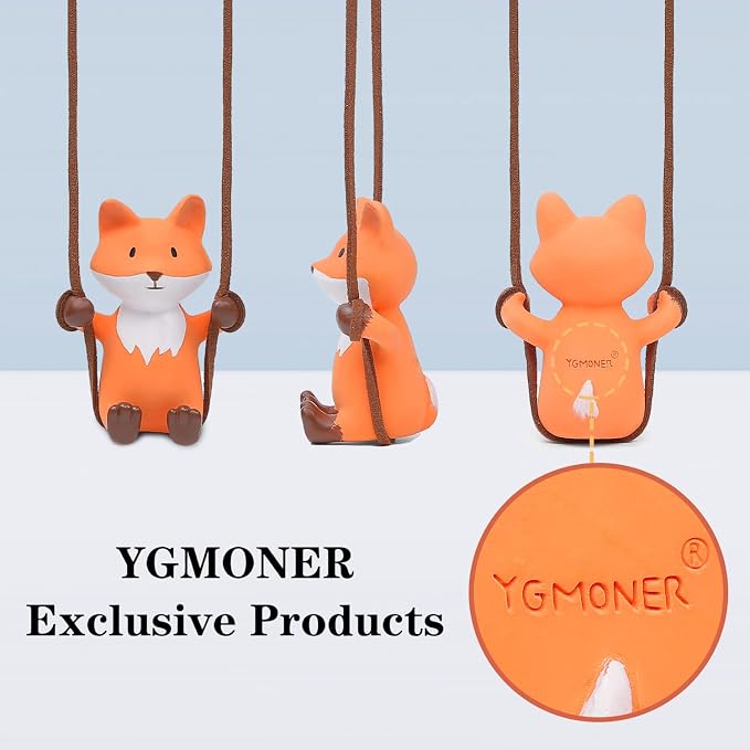 YGMONER Cute Swinging Fox Car Rear View Mirror Hanging Accessories Funny Car Interior Decor Gifts for Women Men (Fox)