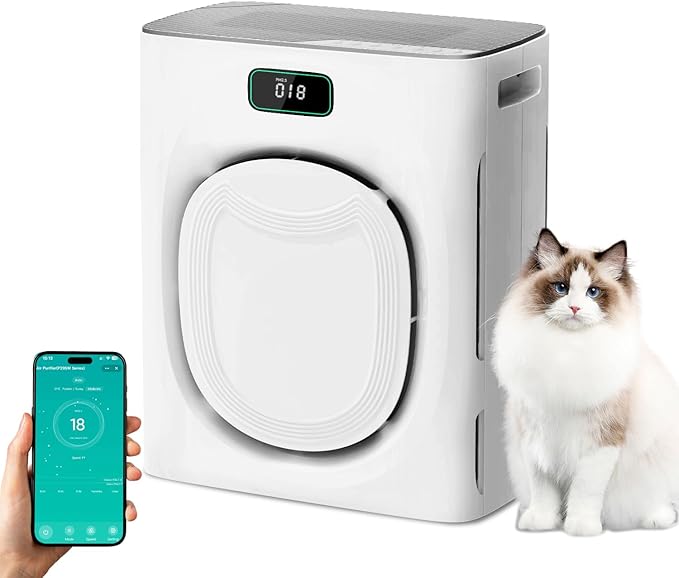 Air Purifier for Home Large Room 2500sq.ft with 4 Washable Pre-Filter, Pet Air Purifier for Bedroom with Double Side Inlet, Smart App Control