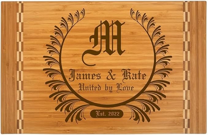 Personalized Bamboo Cutting Board | Laser Engraved | Fully Customizable Designs | Perfect for Wedding Gifts, Anniversaries, Birthdays, New Home Gifts (12x18)