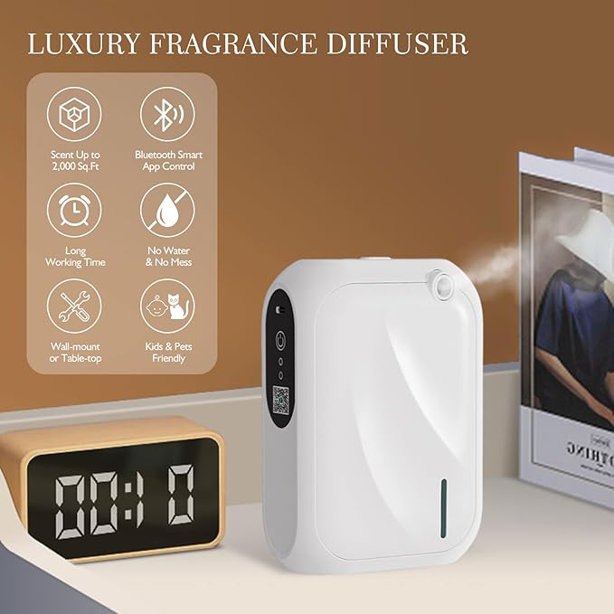 Scent Air Machine for Home, 1000 Sq. Ft Coverage Waterless Essential Oil Diffuser with Cold Air Diffusion Tech, Fragrance Diffuser, Aroma Diffuser with Smart APP Control for Home, Office, Spa, Office