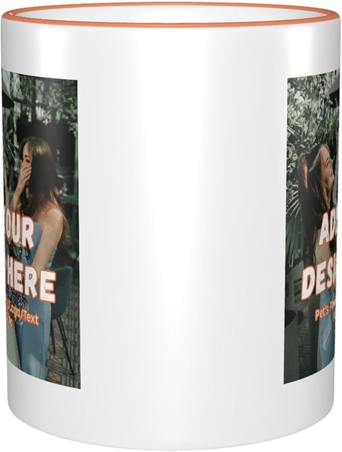 Custom Mugs and Coffee Cups Partial or Full Size Printed Creative Designs Customizable with Your Photos Images Text (Partial, Orange)