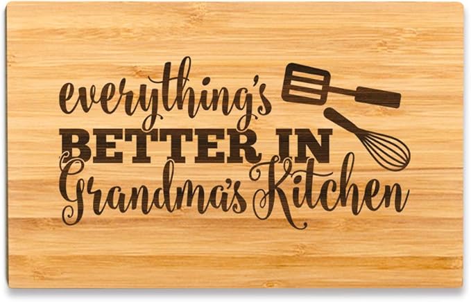 Andaz Press Laser Engraved Small Bamboo Wood Cutting Board, 9.5 x 6-inch, Everything is Better in Granny's Kitchen, 1-Pack Grandma Mother's Day Mom's Birthday Grandma Cutting Board Grandma Gift Ideas