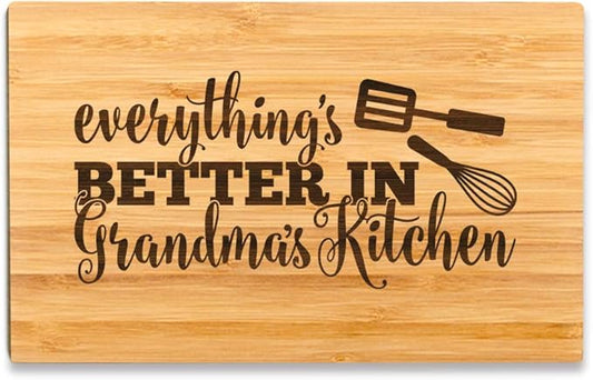 Andaz Press Laser Engraved Small Bamboo Wood Cutting Board, 9.5 x 6-inch, Everything is Better in Granny's Kitchen, 1-Pack Grandma Mother's Day Mom's Birthday Grandma Cutting Board Grandma Gift Ideas
