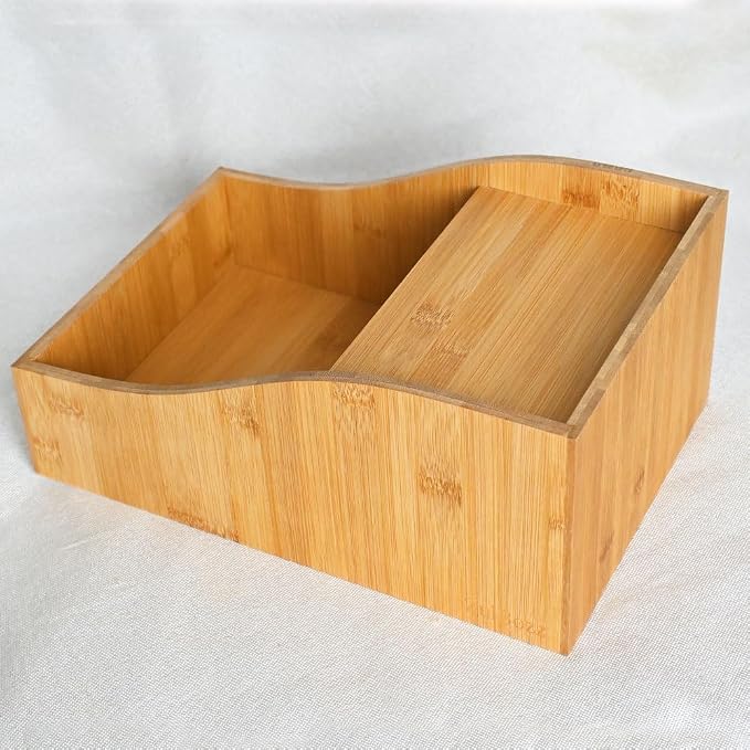 0.3" Thick Bamboo Hamster Sand Bath Box, Pre-Assembled Wooden Sandbox with Platform & Curved Splash-Proof Design, Safe One-Piece Digging Container for Dwarf Hamsters, Robo, Mice, Small