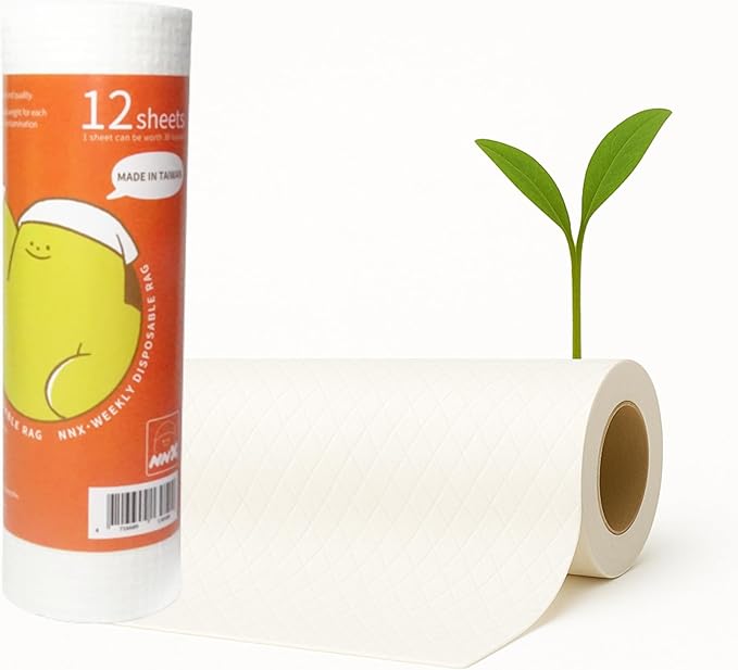 NNX Reusable Paper Towels 12 Count – OEKO-TEX Standard 100 Certified, Plant-Based Fiber, Washable Quick Dry Heavy Duty Kitchen Rags & Dish Cloths for Multi-Purpose Cleaning