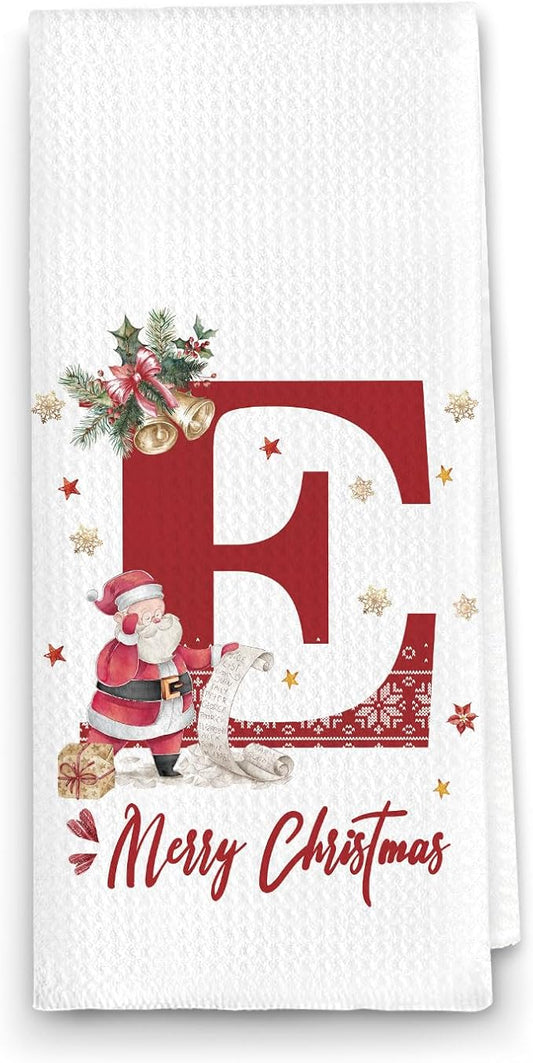 Christmas Initial Letter E Kitchen Towels Personalized Gifts Dish Towels Hand Towels for Kitchen Decorations, Christmas Birthday Gifts for Women, 24x16 Inch
