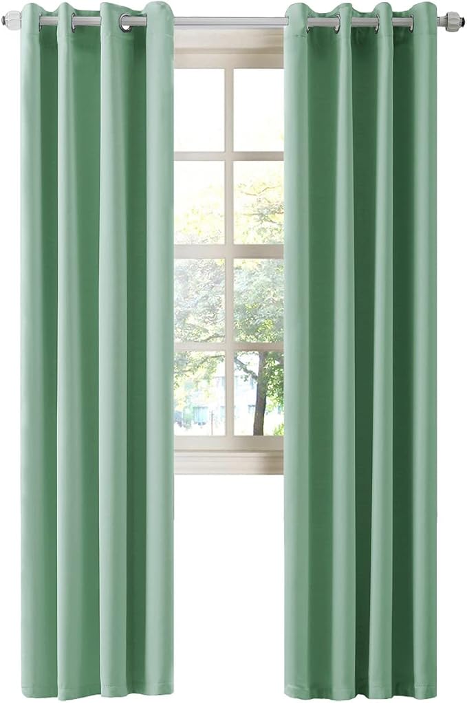 LA PALMA Thermal Insulated Blackout Darkening Grommet Living Room Curtains Window Drapes for Bedroom Pack of 2 Panels