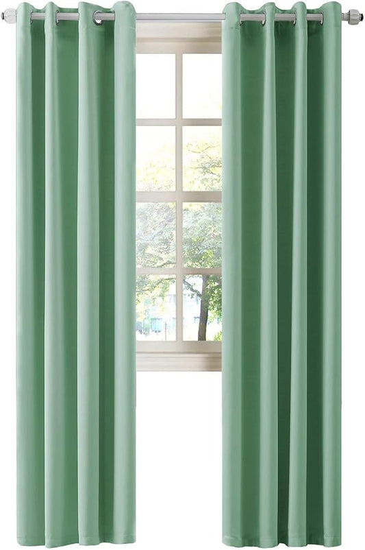 LA PALMA Thermal Insulated Blackout Darkening Grommet Living Room Curtains Window Drapes for Bedroom Pack of 2 Panels