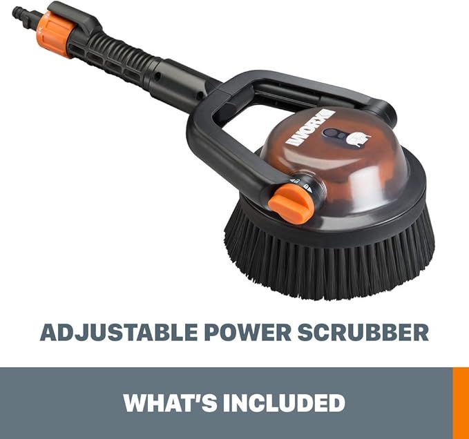 Worx Hydroshot Adjustable Outdoor Power Scrubber, Quick Snap Connection - WA1821 (Hard Bristles)