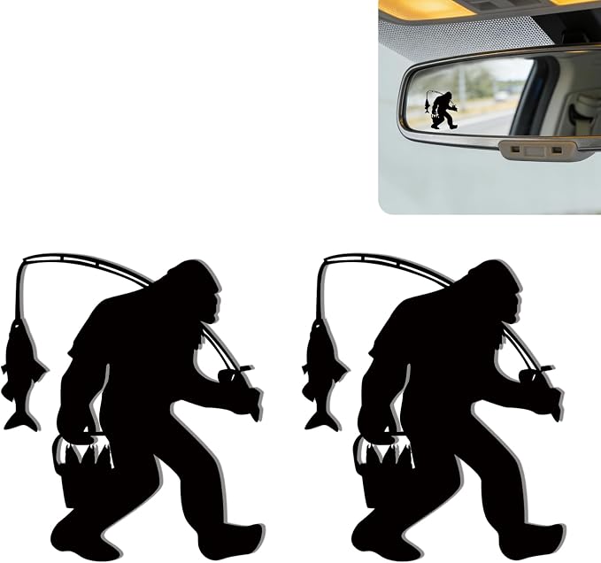 2Pcs Compatible with Bigfoot Rearview Mirror Sticker Waterproof Vinyl Decal | Car Accessories, Cute "Moo-tivational" Auto Decals Decor, Compatible with Sasquatch Gifts for Women Men Animal Lovers
