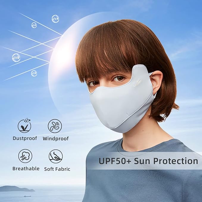 Sun Protection UPF 50+ UV Face Cover Summer Face Mask Neck Gaiter with Ear Loops SLN3M308