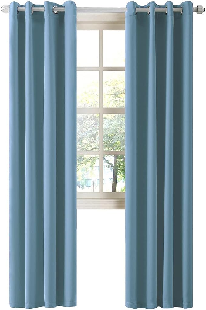LA PALMA Thermal Insulated Blackout Darkening Grommet Living Room Curtains Window Drapes for Bedroom Pack of 2 Panels