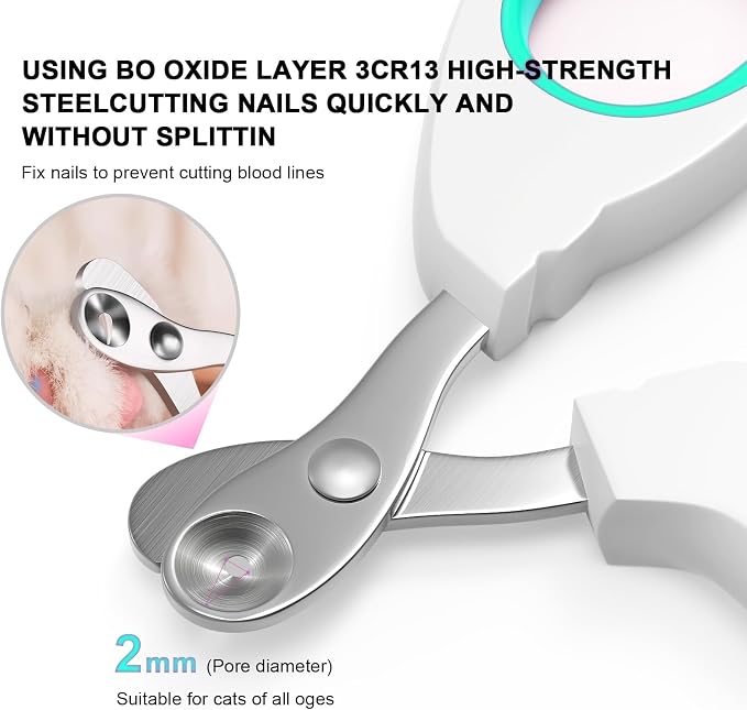 Aogeili Cat Nail Clippers - Stainless Steel, Non-Slip, Safe for Small Pets | Practical Pet Nail Clipper For Small Animals. Ergonomic Non-Slip Handle For Safe, Easy Trimming At Home For Kittens & Puppies